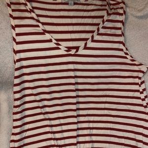 Red and white sleeveless top that ties in front L